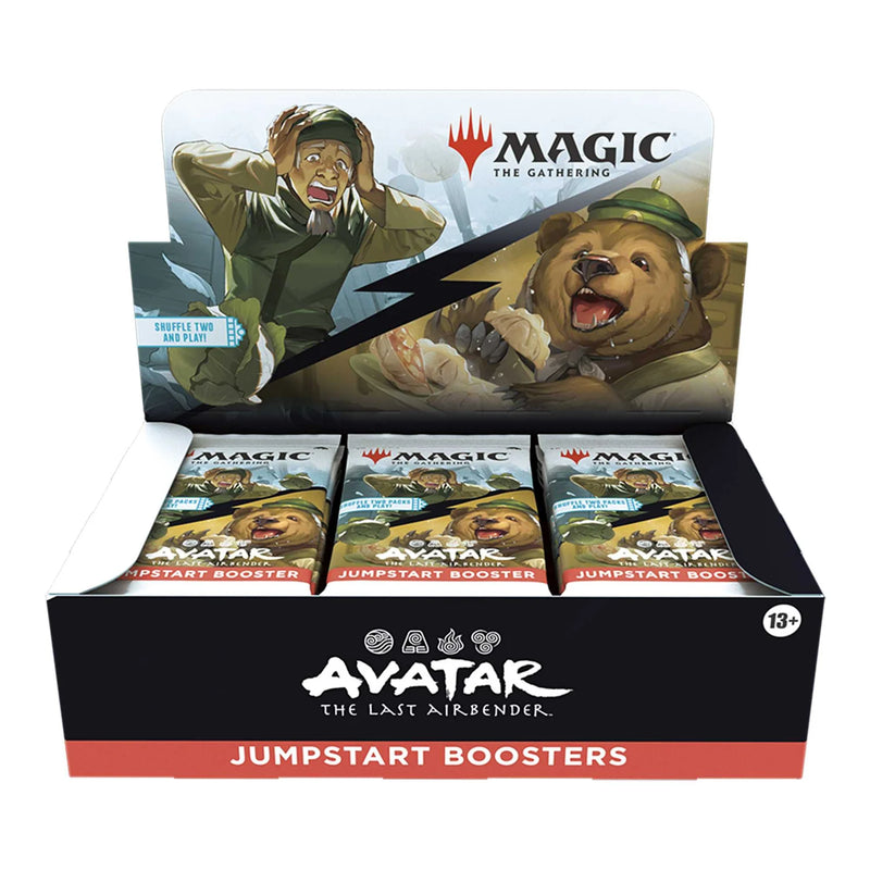 Collection of 'Avatar: The Last Airbender' Magic the Gathering jumpstart boosters packaging.