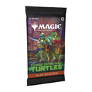 Trading card game booster pack featuring Teenage Mutant Ninja Turtles and Magic: The Gathering branding.