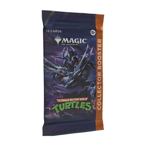 Collectible card game booster pack featuring Teenage Mutant Ninja Turtles and Magic: The Gathering logos.