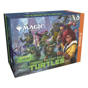 Board game box featuring Teenage Mutant Ninja Turtles and Magic: The Gathering branding.