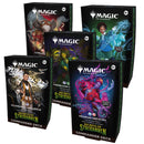 Collection of 'Magic: The Gathering' card game boxes on a white background