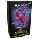 Card game box for 'Secrets of Strixhaven' Commander Deck with artwork on a white background