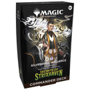 Card game box for 'Secrets of Strixhaven' Commander Deck featuring a character and 'Magic: The Gathering' logo.