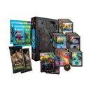 Collection of trading cards and packaging on a white background
