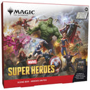 Marvel Super Heroes scene box featuring various superhero characters on a colorful background.
