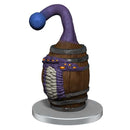 Decorative figurine resembling a barrel with a purple top and blue ball on a white background