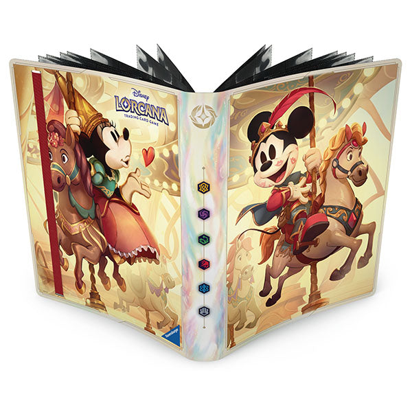 Trading card binder with cartoon characters on a white background