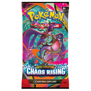 Pokémon Mega Evolution Chaos Rising trading card game pack on a white background