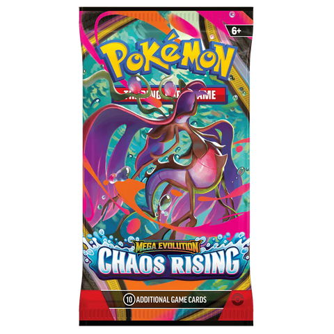 Pokémon Mega Evolution Chaos Rising trading card game pack on a white background