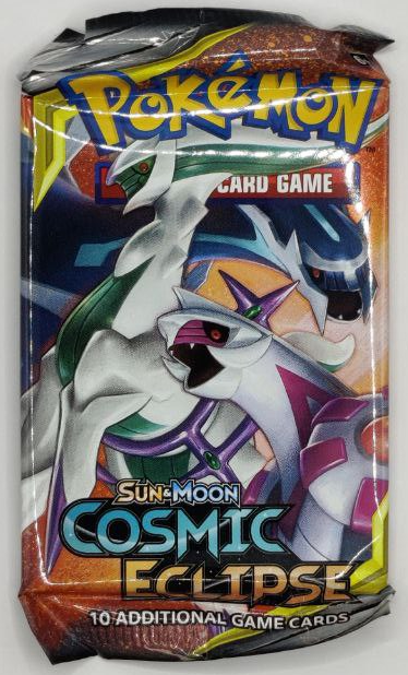 Pokemon Cosmic Eclipse Trading Card booster pack packaging.
