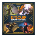 Riftbound League of Legends trading card game packaging with character images on a blue background