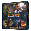 Riftbound League of Legends trading card game box with character illustrations on a blue background