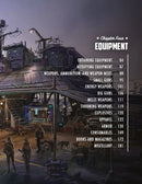 Menu or guide page titled 'Equipment' with a desert outpost scene in the background.