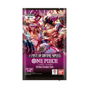 One Piece card game booster pack with characters on a purple background
