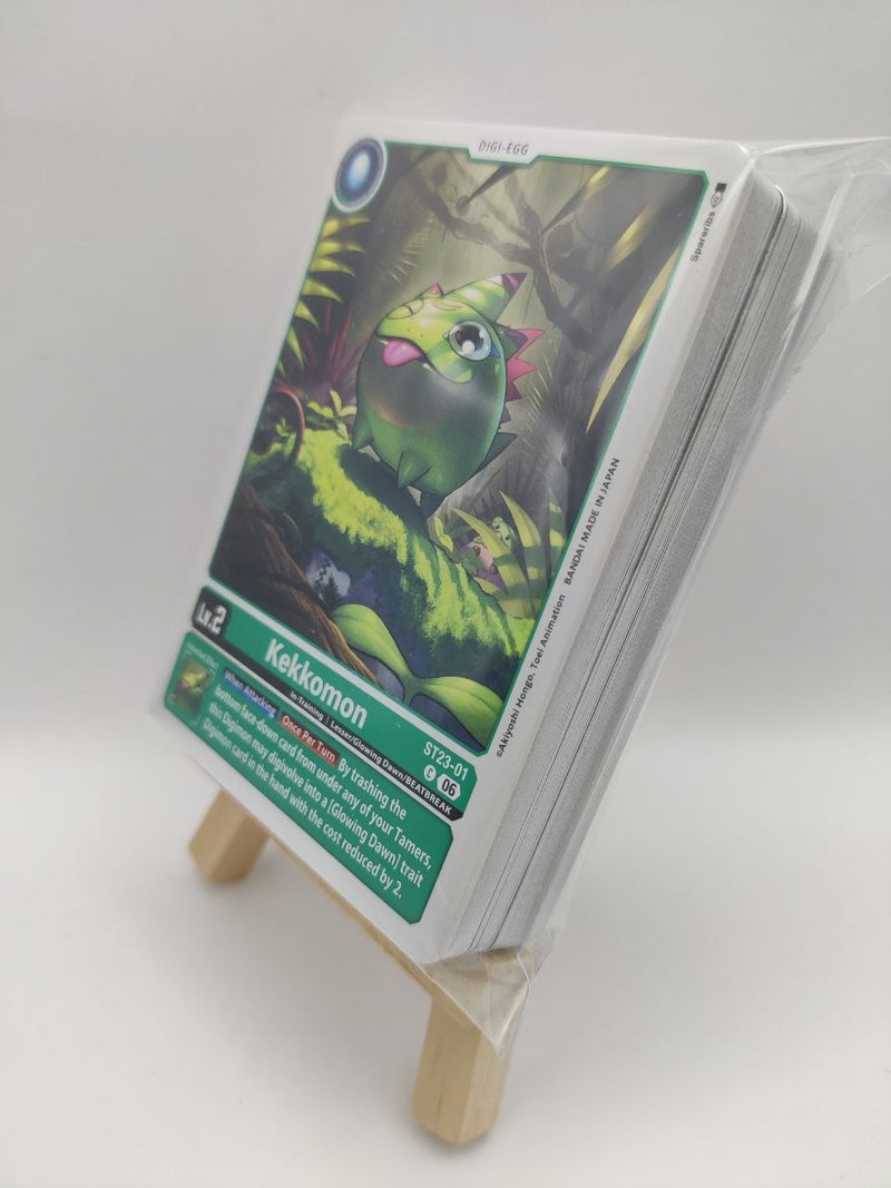 Card with a green creature illustration on a white background