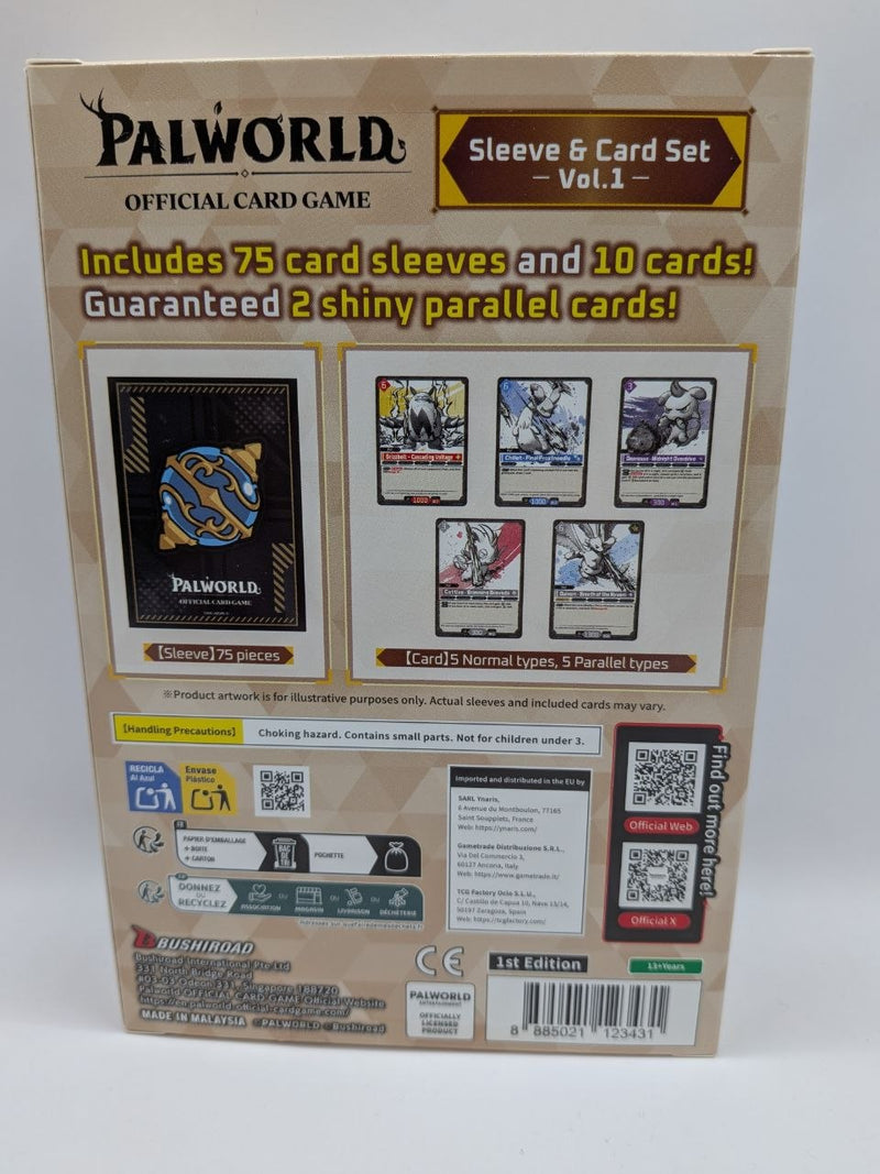 Palworld OCG Sleeve & Card Set Vol.1 packaging featuring official Palworld character artwork.