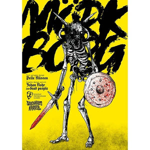 MÖRK BORG Core Rulebook hardcover featuring the iconic neon yellow cover artwork.”
