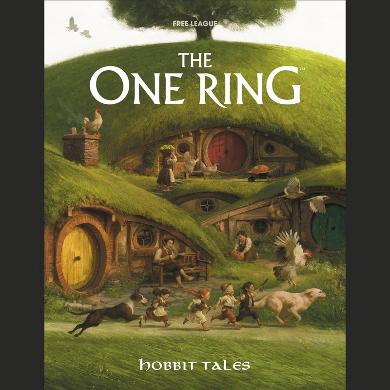 Cover of 'The One Ring' with hobbit houses and characters on a grassy hill.