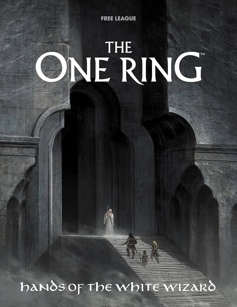 Cover of 'The One Ring: Hands of the White Wizard' with a dark, gothic-style setting.