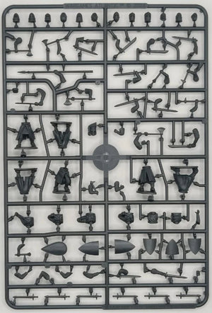 Plastic model kit parts on a gray background