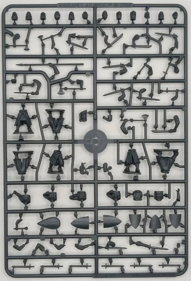 Plastic model kit parts on a gray background