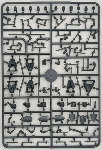 Plastic model kit parts on a gray background