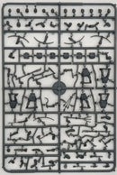 Plastic model kit parts on a gray background