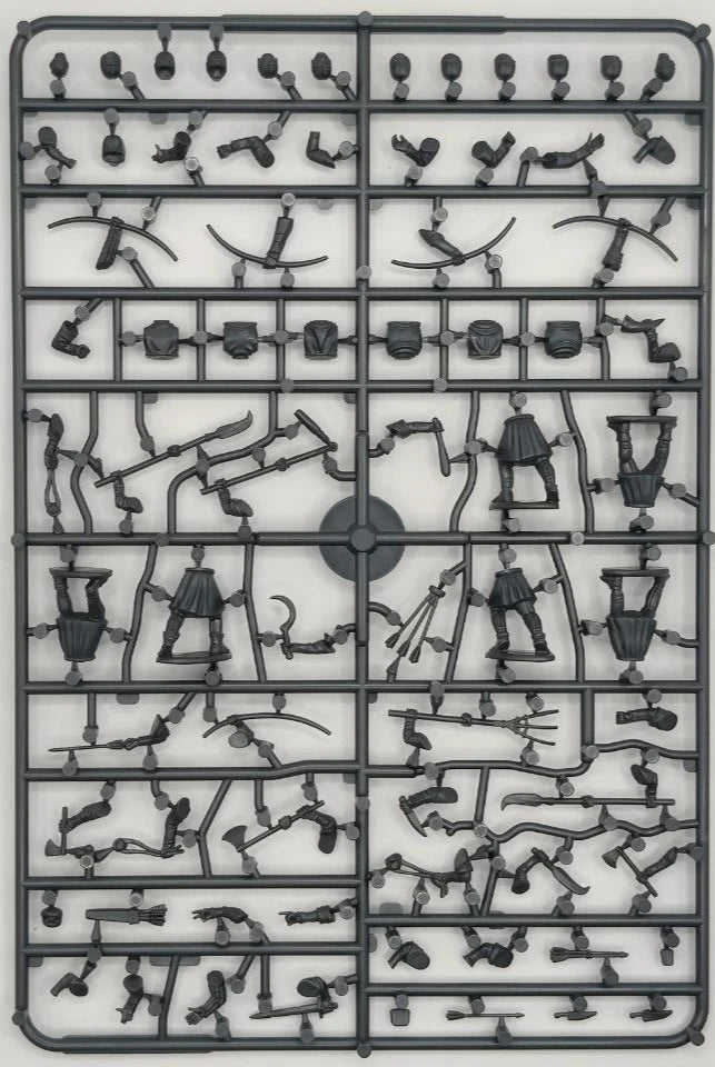 Plastic model kit parts on a gray background