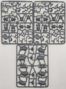 Plastic model kit with various pre-assembled parts on a white background