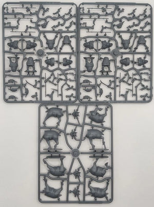 Plastic model kit with various pre-assembled parts on a white background