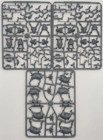 Plastic model kit with various pre-assembled parts on a white background