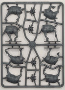 Plastic model figure set on a gray background