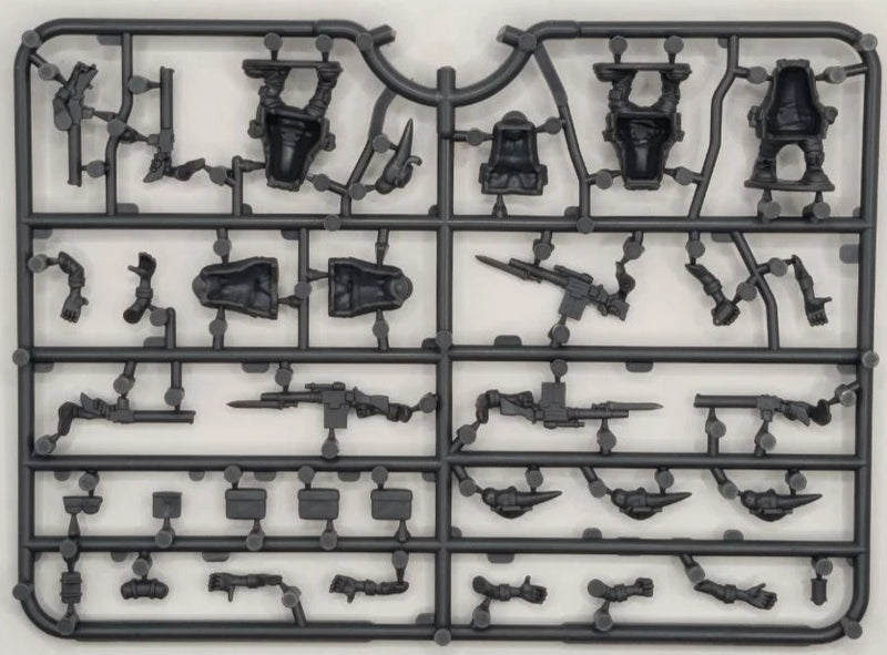 Plastic model parts on a white background