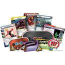 Collection of Marvel-themed trading cards and game pieces on a white background