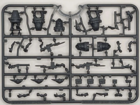 Plastic model kit pieces on a white background