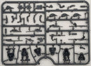 Plastic model parts on a gray background