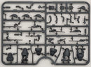 Plastic model kit parts on a gray background