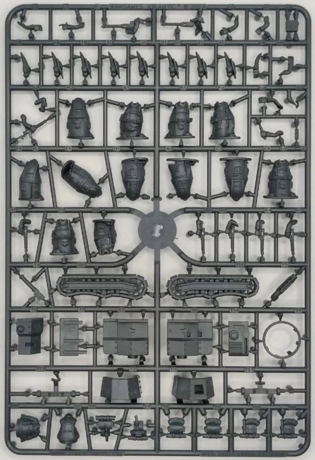 Plastic model kit parts on a gray background
