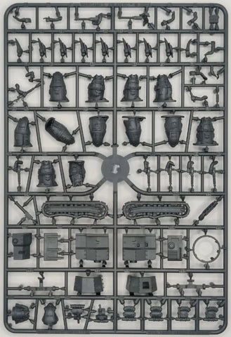 Plastic model kit parts on a gray background
