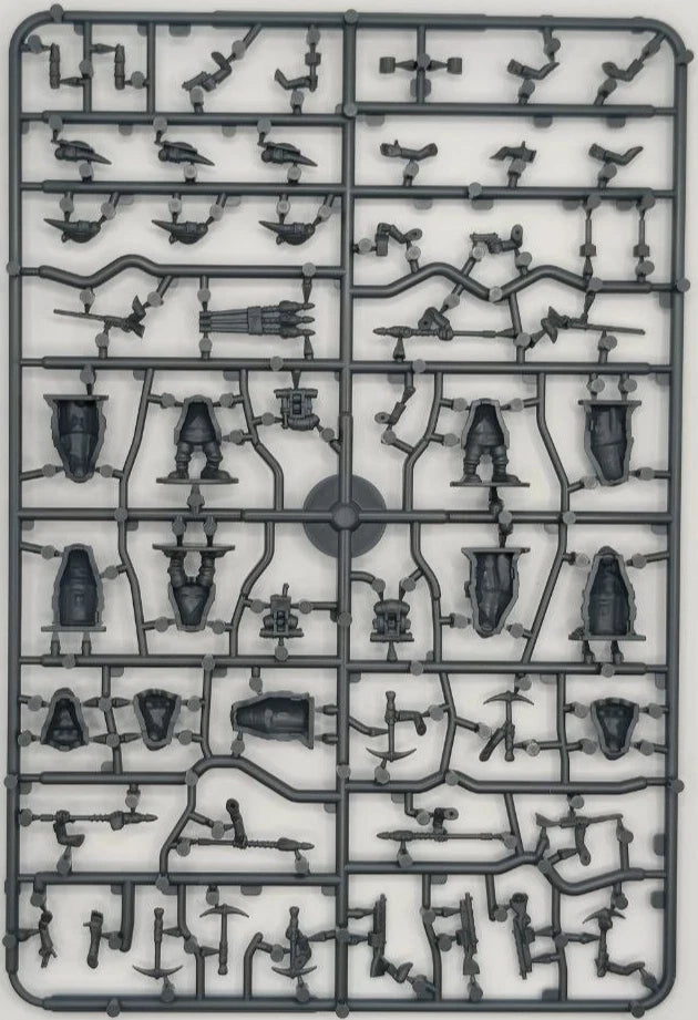 Plastic model kit parts on a gray background