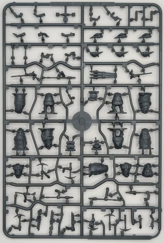 Plastic model kit parts on a gray background