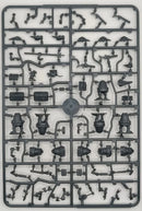 Plastic model kit parts on a gray background