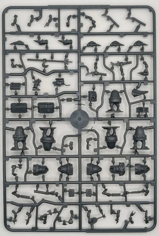 Plastic model kit parts on a gray background