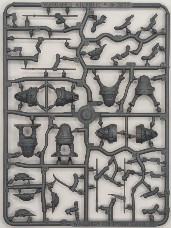Plastic model parts on a gray background with 'Wargames Atlantic' branding.