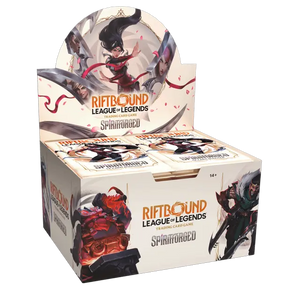 Riftbound League of Legends trading card game box with character illustrations on a white background