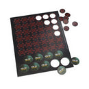 Star Trek cardboard token set with a black backing sheet and several round tokens printed with Star Trek and Alaskan Native designs, shown on a white background.