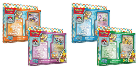 Four Pokemon trading card game packs on a white background
