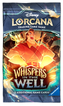 Lorcana Whispers in the Well Set 10 Booster Pack packaging with set artwork.