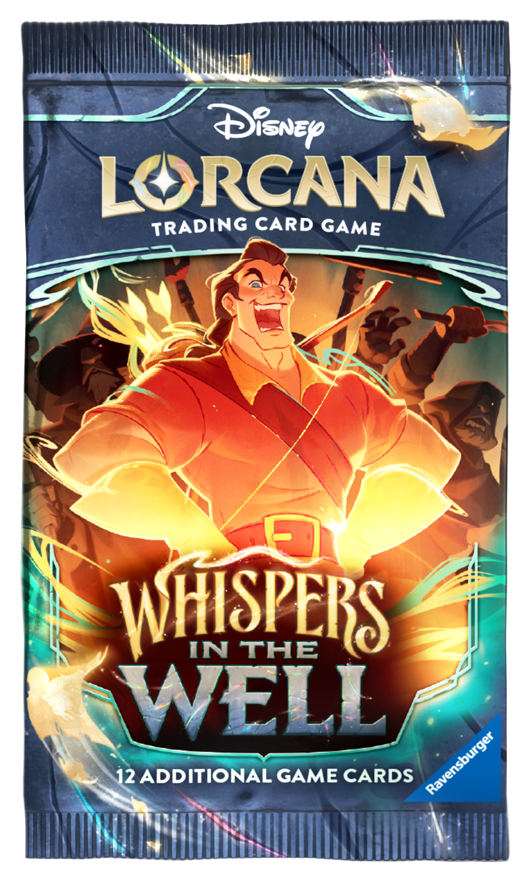 Lorcana Whispers in the Well Set 10 Booster Pack packaging with set artwork.