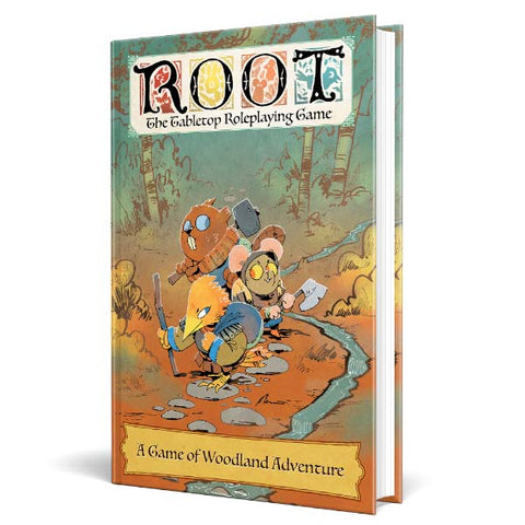 Cover of the 'Root RPG: Core Rulebook' featuring illustrated characters and a fantasy landscape.